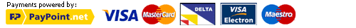 VISA, MasterCard, VISA Electron, Delta, MAESTRO, AMEX, JCB, Verified by VISA, MasterCard Secure Code, APACS